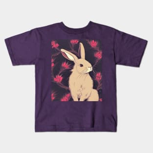 Vintage Mini Rex Rabbit in Beautiful Flowers Kids T-Shirt